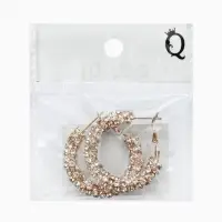 Серьги-кольца со стразами &laquo;Россыпь&raquo; d=3.5 см, белые в золоте