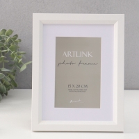 Фоторамка МДФ "Anna" 15х20 см, с паспарту (10х15 см), белый (пластиковый экран)