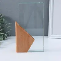 Стела наградная стекло, дерево "Геометрия" верх 23х11,5 см низ 15х9,3 см 3,5х13х23 см