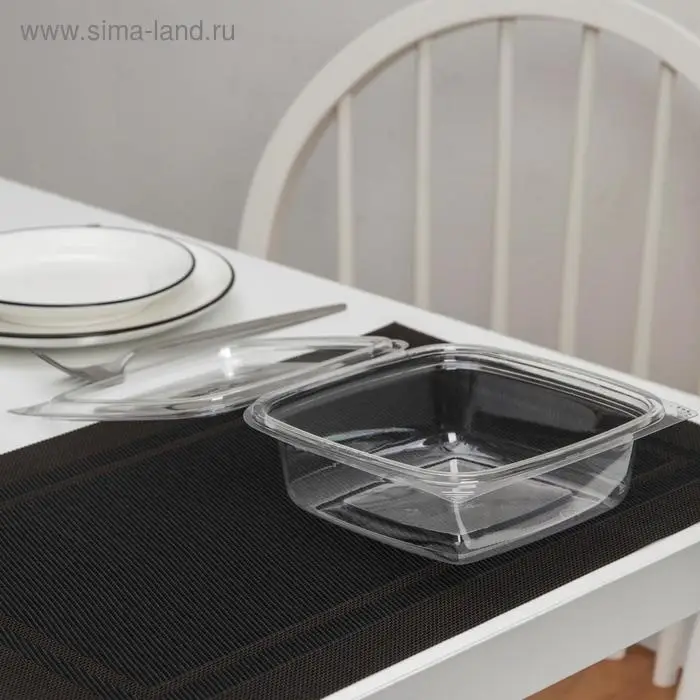 Контейнер одноразовый с неразъёмной крышкой ПР-СК-РГ-А, пластик, 750 мл, 16.8&times;6 см, прозрачный