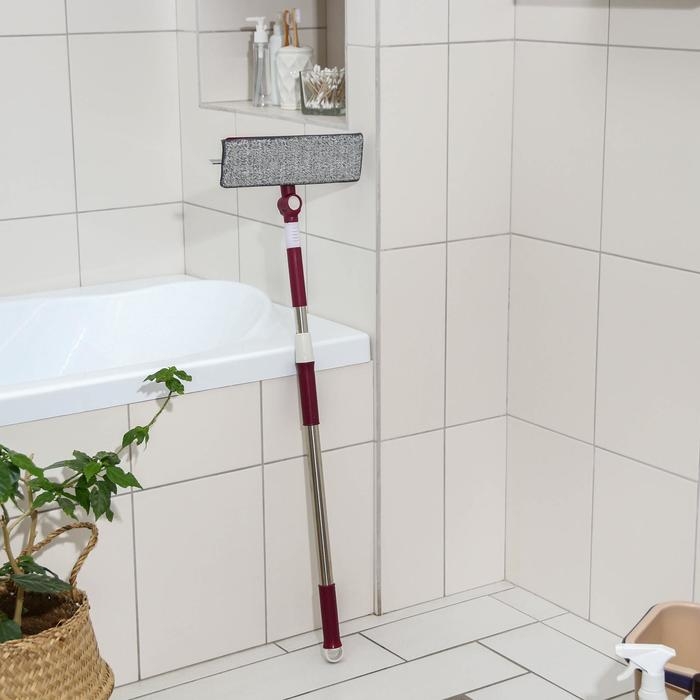 Окномойка с насадкой из микрофибры Доляна, фиксатор, стальная телескопическая ручка, 27&times;8&times;86(126) см, цвет МИКС