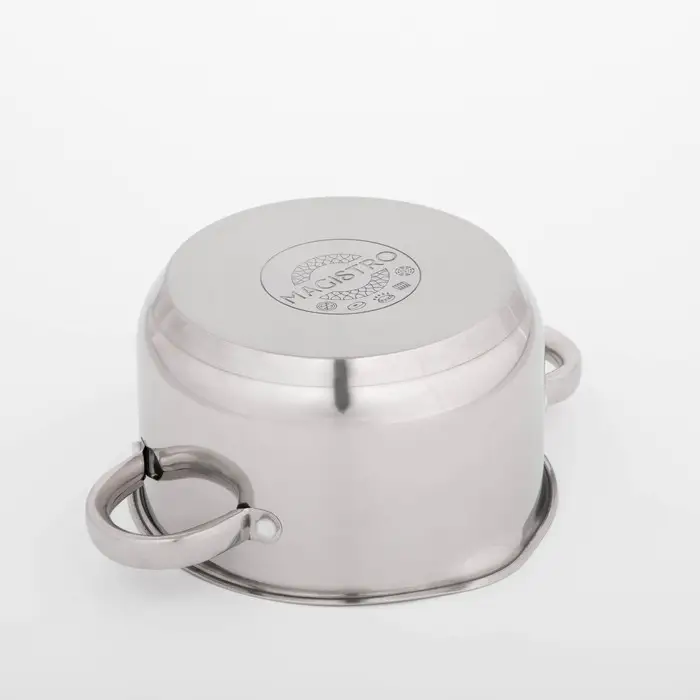 Кастрюля Magistro Klimena, 2,5 л, нержавеющая сталь, AISI - 201, крышка-дуршлаг, носик для слива, капсульное дно, индукция