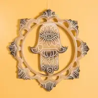 Панно "Хамса" МДФ, 30х30х1 см, цв. чёрно-бежевый