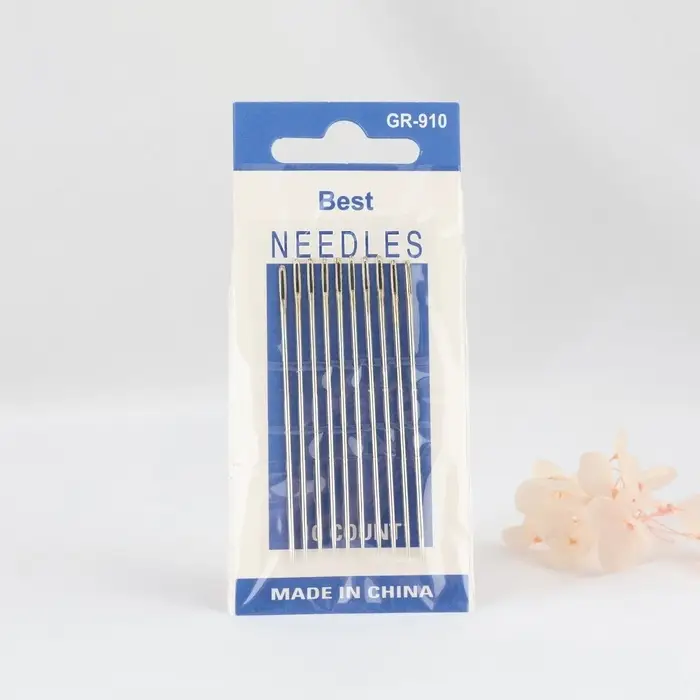 Иглы швейные №1/5, d=1.04 мм, 6 см, с золотым ушком, 10 шт.