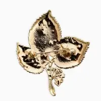 Брошь "Листья Ясеня", цвет зелёно-коричневый в золоте