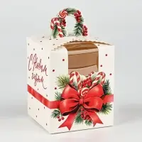 Коробка новогодняя складная &laquo;Бант новогодний&raquo; 9 х 11 х 9 см