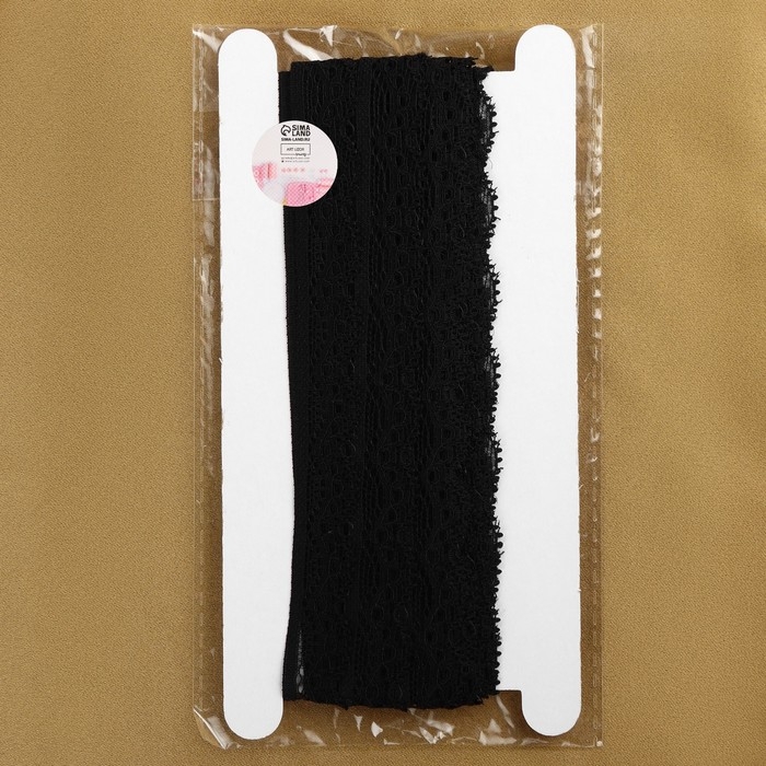 Кружево эластичное, 17 мм × 10 ± 1 м, цвет чёрный Кружево эластичное, 17 мм × 10 ± 1 м, цвет чёрный