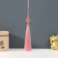 Подвеска текстиль, пластик "Узел счастья и бесконечности" персиковая 0,7х1х9,5 см