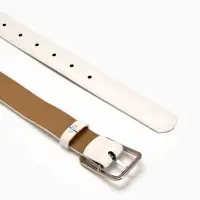 Ремень жен 05-01-02-01, Июнь2505, 3*0,3*110 см, без винта, пряж мат металл, 1 прокол, белый   109031
