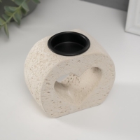 Подсвечник гипс, металл на 1 свечу "Сердце в камне" d=3,8 см 5х9,6х8,5 см