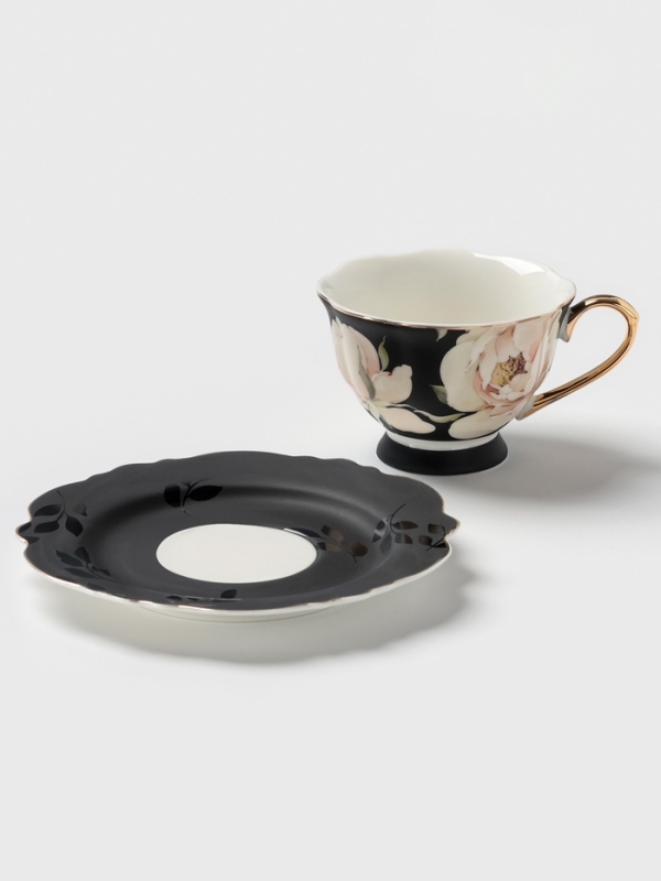 Чайная пара 220 мл WY  "Pink O'hara", чёрный