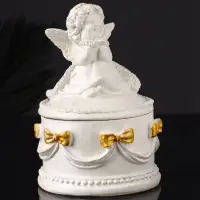 Шкатулка с бантами "Ангел " 12х9 см, перламутр