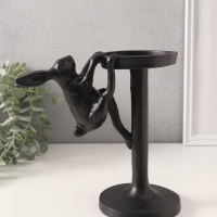 Подсвечник полистоун на 1 свечу "Мартовский заяц" чёрный 20х10,5х19,5 см