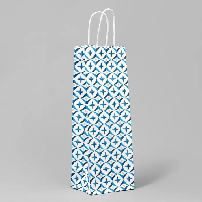 Пакет подарочный под бутылку, упаковка, &laquo;Геометрия&raquo;, белый крафт, 13 х 36 х 10 см