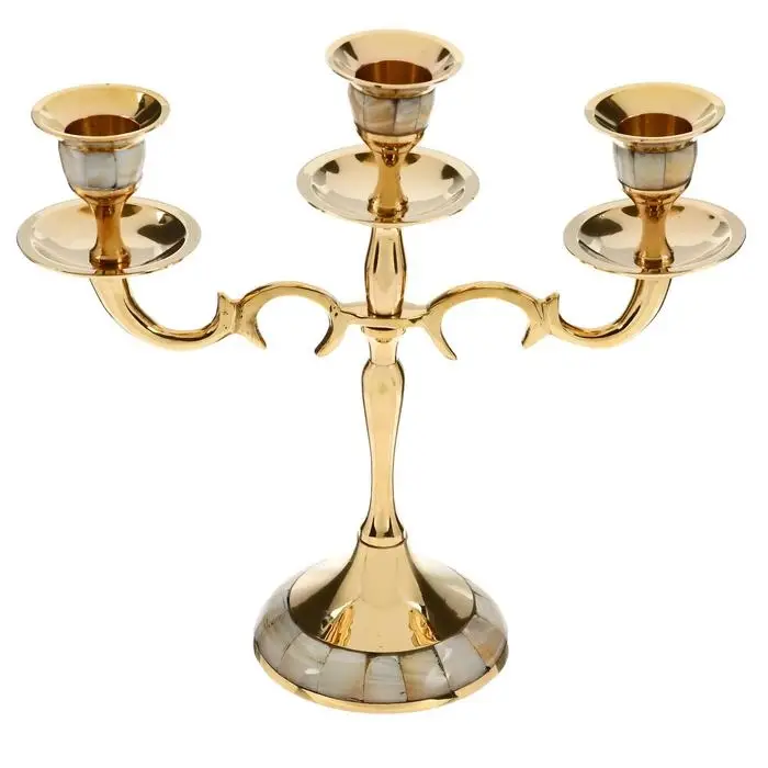 Подсвечник на 3 свечи перламутр 21см