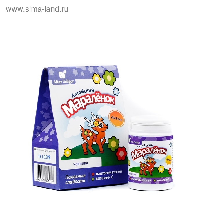 Драже для детей Altay Seligor &laquo;Алтайский маралёнок&raquo; с пантогематогеном, витамином С и черникой, 70 г