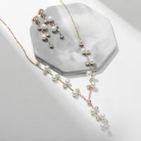 Набор 2 предмета: серьги, колье &laquo;Изумление&raquo; ветвь, цвет белый в золоте, 42 см