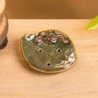 Мыльница "Геккон на листочке" керамика, цв. зелёный, 13х11х2,5 см