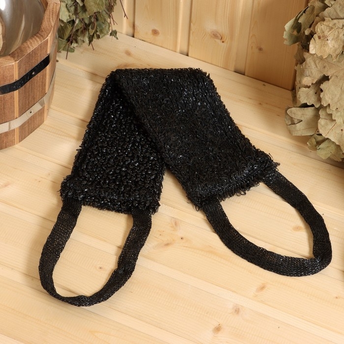 Мочалка &laquo;Мочало банное&raquo;, 45&times;12 см, чёрная, МИКС