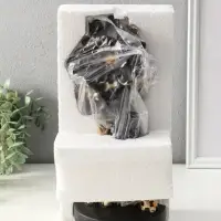 Бюст полистоун "Девушка с цветком, в наряде в клетку" чёрный 13,3х12,3х29,5 см