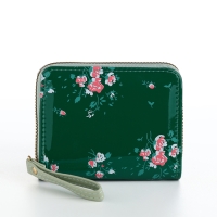 Кошелёк женский на молнии, лакированный, цвет зелёный
