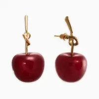 Серьги "Вишня" узел, цвет бордовый в золоте