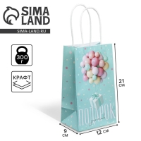 Пакет подарочный крафтовый, упаковка, &laquo;Подарок для тебя&raquo;, 12 х 21 х 9 см