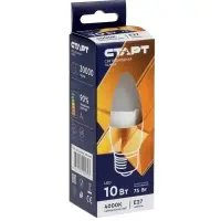 Лампа светодиодная СТАРТ, 10 Вт, Е27, С37, 4000К, 800 Лм, холодный (нейтральный) свет
