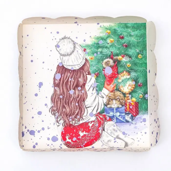 Коробка для печенья, &laquo;Подарок для тебя&raquo;, 15&times;15&times;3 см, Новый год