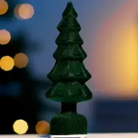 Фигура светодиодная "Елочка бархатная зеленая", 1 LED, 15х6 см, от бат. 3xAG13, Т/БЕЛЫЙ