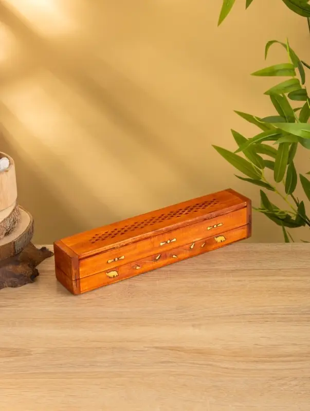 Пенал для благовония двойной с хранением, дерево шишам 30,5 см