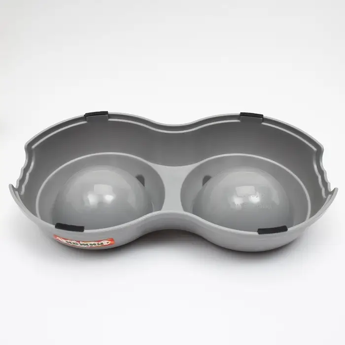 Миска двойная пластиковая, 25 х 14 х 5 см, серая