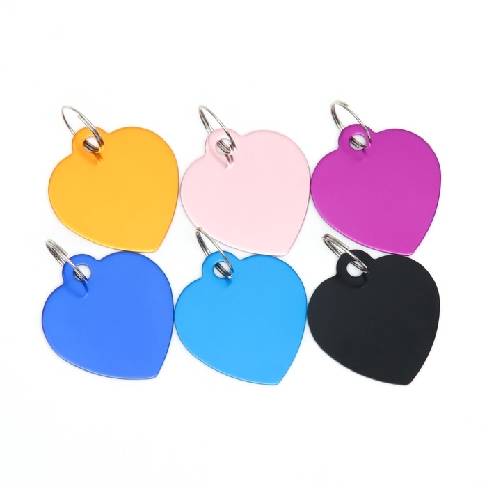 Адресник под гравировку "Сердечко" 3 х 3 см, фасовка 6 шт, микс