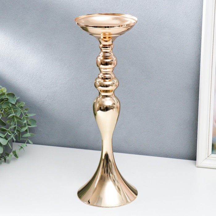 Подсвечник металл на 1 свечу "Изящный" золотой 38х13х13 см