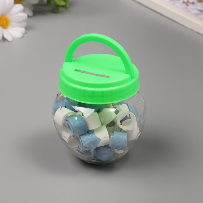 Клейкая лента пластик в банке "Белый и серо-голубой" н-р 40 шт 1,2 см, дл. 0,9 м 7х7х9 см