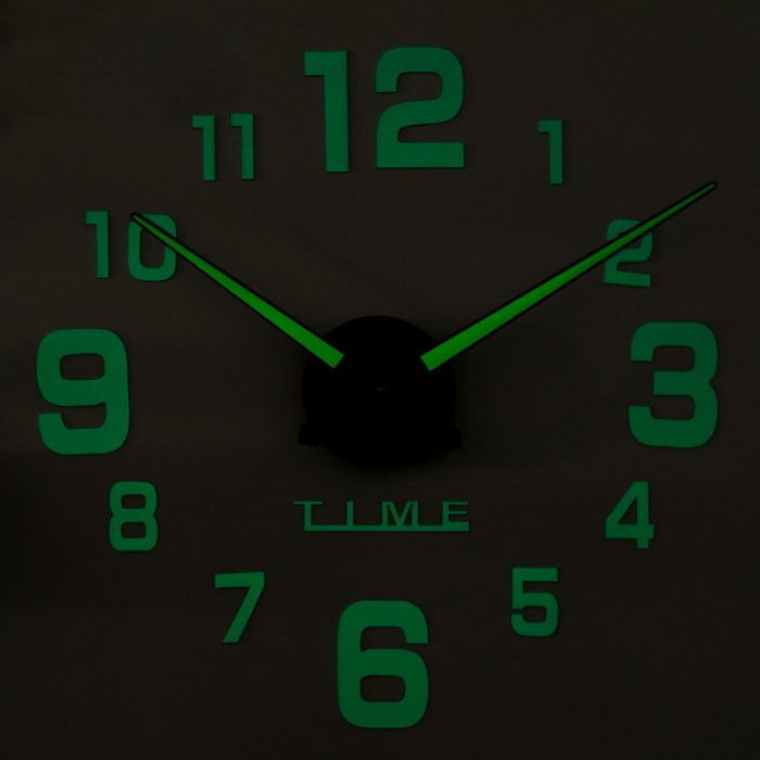 Часы настенные интерьерные большие, 3d "Кардо",бесшумные, наклейка, d-70 см, светящиеся