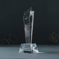 Сувенир стекло стела "Звезда - Победитель" 6,5х6,5х23 см