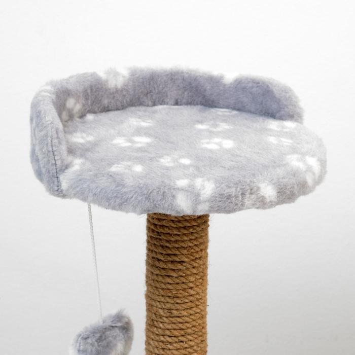 Когтеточка малая Когтеточка малая "Арена" с игрушкой, 40 х 40х 50 см, джут, серая с лапками