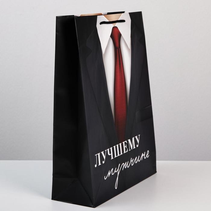 Пакет подарочный ламинированный, упаковка, &laquo;Лучшему мужчине&raquo;, L 28 х 38 х 9 см