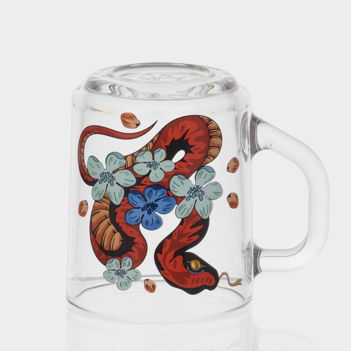 Кружка стеклянная чайная &laquo;Цветы и змеи&raquo;, 200 мл, МИКС