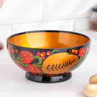 Салатник &laquo;Ягодка&raquo;, средний, хохлома