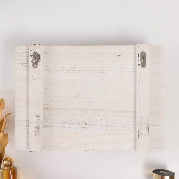 Крючки декоративные дерево с карманом и полочкой "Белый состаренный" 10,5х28х18 см