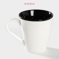 Кружка фарфоровая Доляна &laquo;Формула кофе&raquo;, 340 мл, цвет белый и чёрный