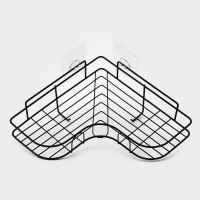 Полка угловая Доляна, 2 крючка, 26&times;26&times;10 см, цвет чёрный