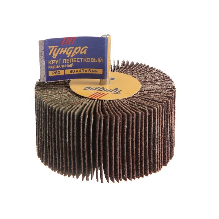 Круг лепестковый радиальный ТУНДРА, 80 х 40 х 6 мм, Р80