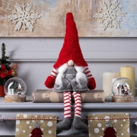 Светодиодная фигура &laquo;Гном с усами&raquo; 14 &times; 47 &times; 9 см, текстиль, батарейки AG10х3 (в комплекте), свечение тёплое белое