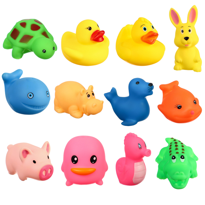 Набор резиновых игрушек для ванны &laquo;Малыши&raquo;, с пищалкой, 12 шт, Крошка Я