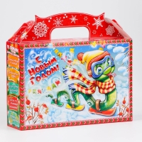 Новый год. Коробка подарочная новогодняя Змейка-спортсменка 26 х 23 х 7 см.