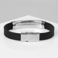 Браслет унисекс &laquo;Стиль&raquo; прямоугольник с узором, цвет чёрный с серебром, 22 см