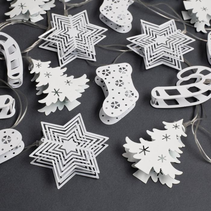 Гирлянда &laquo;Нить&raquo; 4 м с насадками &laquo;Новогодняя сказка&raquo;, IP20, прозрачная нить, 20 LED, свечение мульти, 8 режимов, 220 В